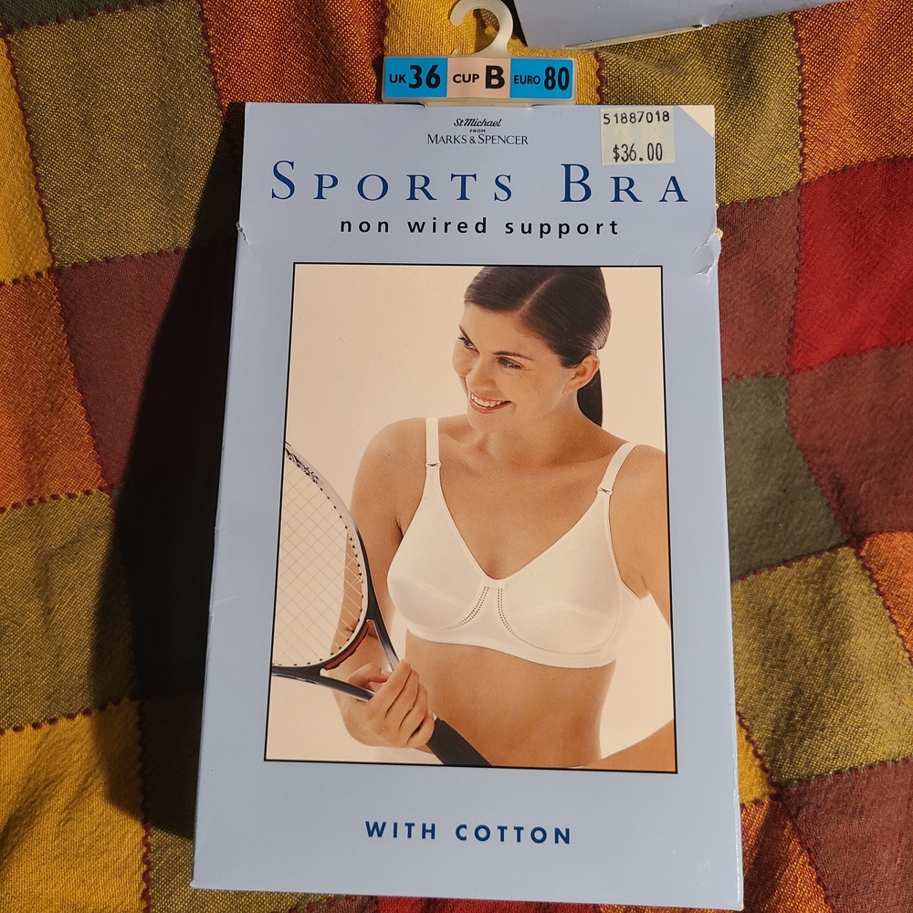 Marks & Spencer White Sports Bra Cotton Vintage New, Old Stock 5 Available